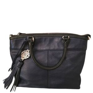 Brighton Navy and Black Pebbled Leather Satchel Bag